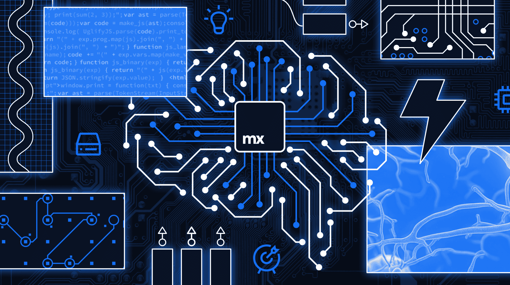 Circuit board with central processing unit (CPU) chip.